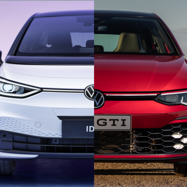 EV i auto s unutarnjim izgaranjem ilustracija