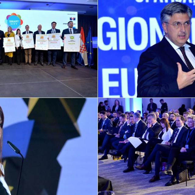 Nagrađeni; Andrej Plenković (G-D); Nataša Tramišak (D-L); dodjela nagrada
