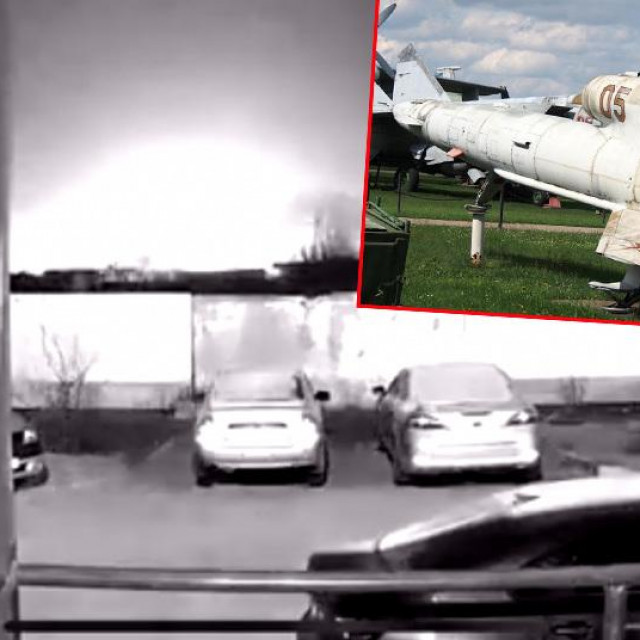 Prizor eksplozije u zračnoj bazi Engels i dron Tu-141 Striž