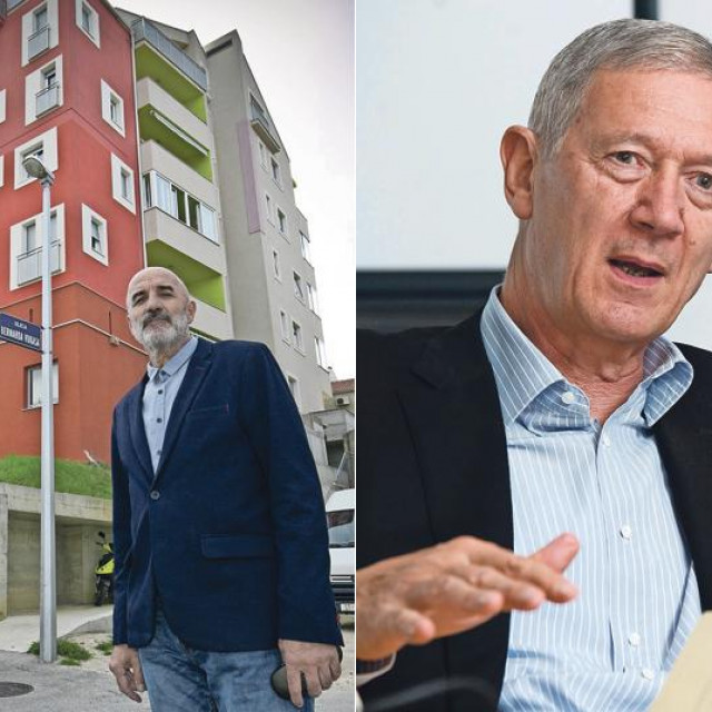 Oštećeni poduzetnik Nikola Jogunac pored zgrade u Splitu koji je gradila njegova tvrtka NITOR. Bivši prvi čovjek Zabe Franjo Luković tijekom istrage ispitan je u splitskom tužiteljstvu. Izjavio je da banka sva osiguranja rizika treba s klijentima ugovoriti prije početka posla