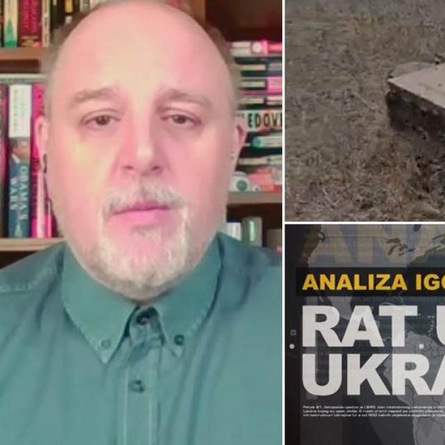 Igor Tabak, prizor gusjeničara u blatu u Ukrajini i screenshot špice emisije ”Prva linija”