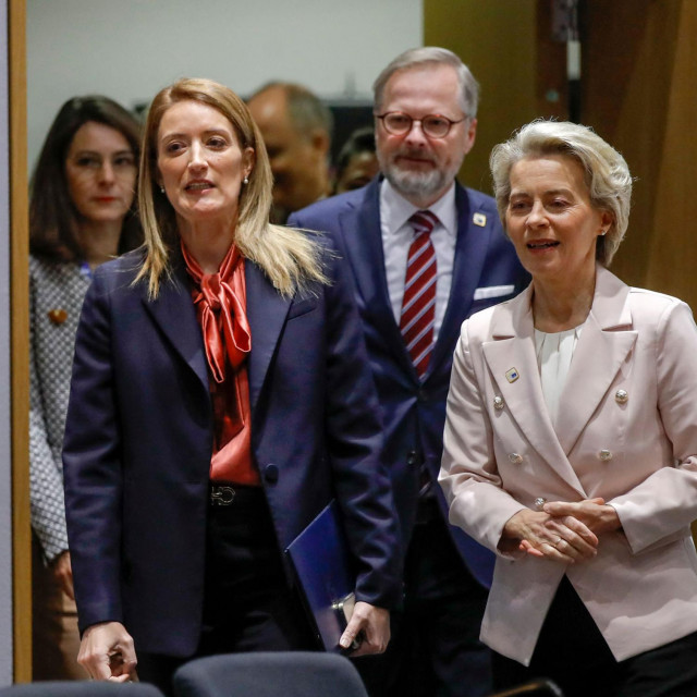 Roberta Metsola, Petr Fiala i Ursula von der Leyen