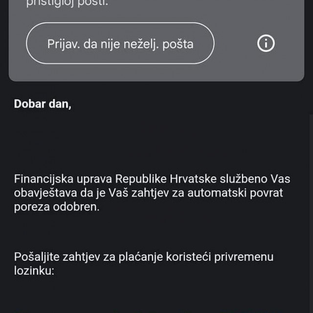 Lažni mail koji kruži Hrvatskom, a iza njega stoji krađa osobnih podataka i krađa novca