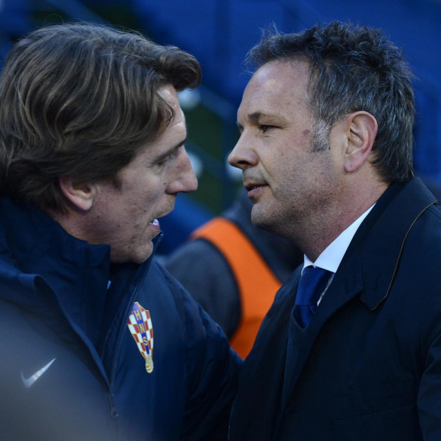 Siniša Mihajlović 2013. u društvu Alena Bokšića na Maksimiru, tada kao izbornik Srbije
