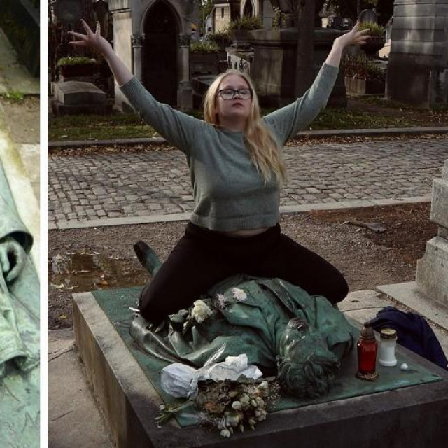 Žena na grobu Victora Noira