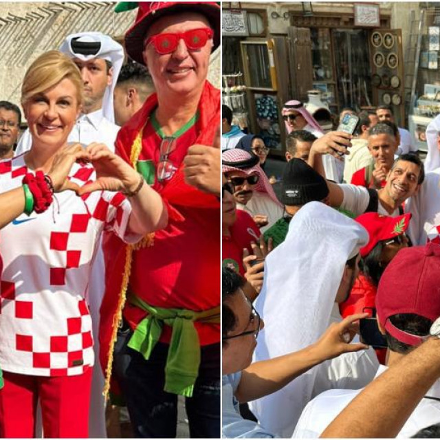 Kolinda Grabar Kitarović okružena Marokancima