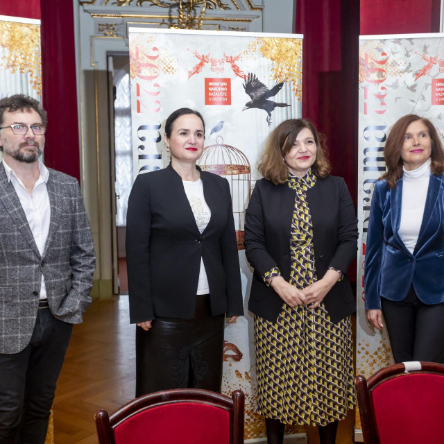 Novi ravnatelji direkcije Baleta, Drame i Opere u HNK Zagreb Massimiliano Volpini, Nenni Delmestre i Željka Barišić Pulig s intendanticom Ivom Hraste Sočo