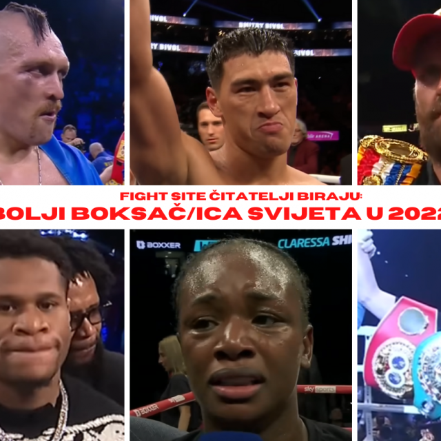 Gore (s lijeva na desno): Oleksandr Usyk, Dmitry Bivol, Tyson Fury
Dolje: Devin Haney, Claressa Shields, Naoya Inoue