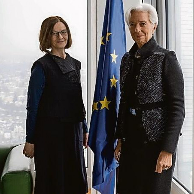 Predsjednica Europske središnje banke Christine Lagarde i novinarka Jutarnjeg lista Marina Klepo