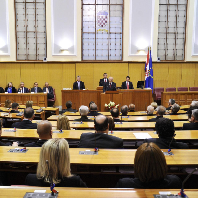 Zagreb 051013.
Svecana sjednica Hrvatskog sabora povodom Dana neovisnosti.
Na fotografiji: ZJosip Leko.