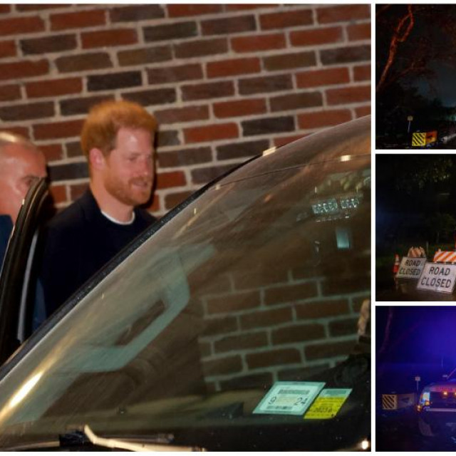 Harry u trenutku evakuacije iz svoje rezidencije u Montecitu, komunalne službe u obalnom gradu