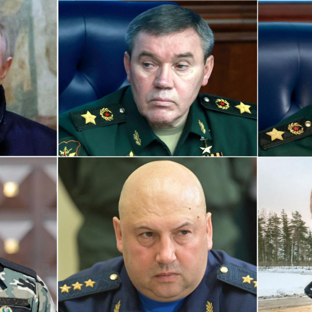 Vladimir Putin, Valerij Gerasimov, Sergej Šojgu, Ramzan Kadirov, Sergej Surovikin i Jevgenij Prigožin