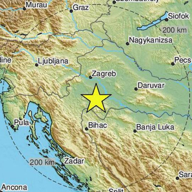 Epicentar potresa kod Petrinje