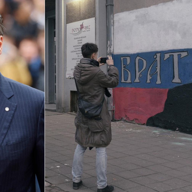 Aleksandar Vučić i grafit u centru Beograda