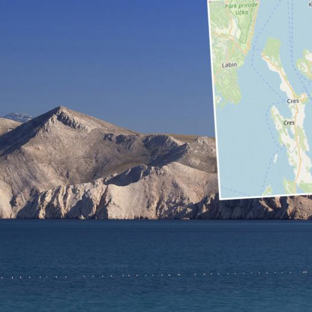 Ilustracija, otok Krk i epicentar današnjeg potresa
