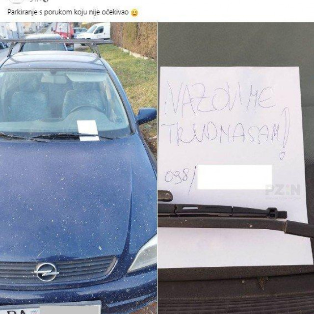 Automobil s neobičnom porukom na vjetrobranu