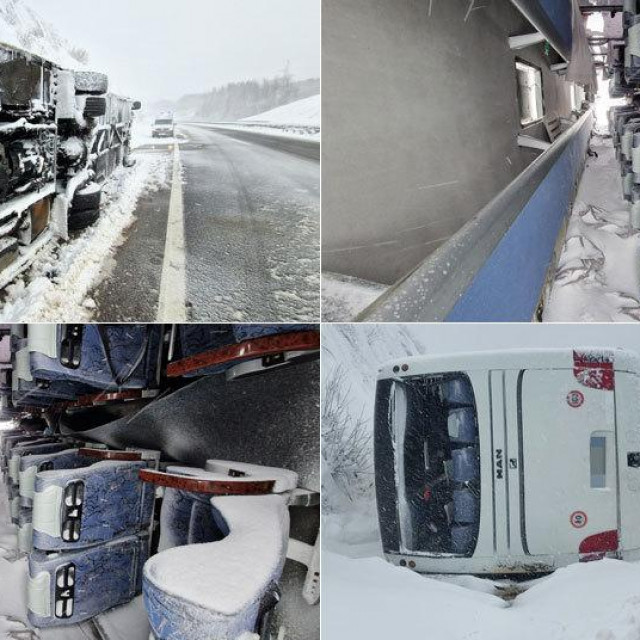 Prevrnuti autobus na A1