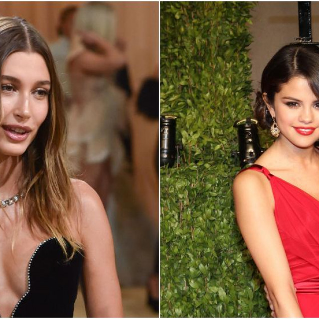 Justin Bieber i njegova supruga Hailey (lijevo) te Justin i bivša djevojka Selena Gomez (desno)