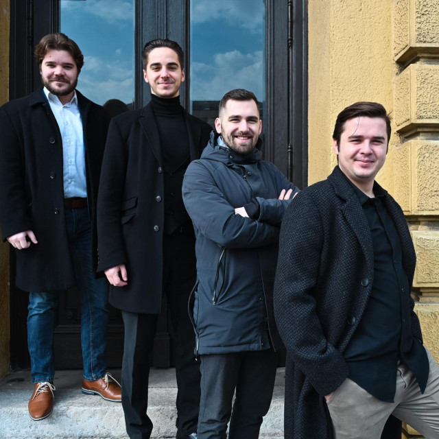 Mladi operni tenori Roko Radovan, Matteo Ivan Rašić, Matic Zakonjšek, Filip Filipović