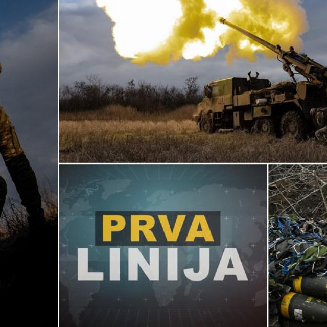 Ukrajinski vojnik; francuska samohodna haubica Caesar na bojištu u Ukrajini; ukrajinski vojnici sa 155mm granatama