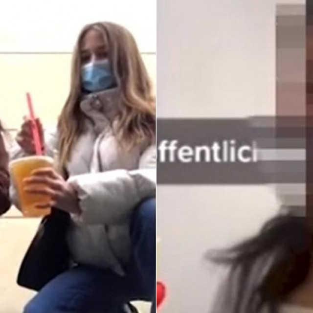 Lijevo: kadar iz videozapisa na kojem se može vidjeti kako Luise Frisch i jedna od osumnjičenih tijekom pandemije piju gazirane sokove; desno: kadar iz videozapisa koji je drugoosumnjičena objavila nakon što je pronađeno Frischino tijelo