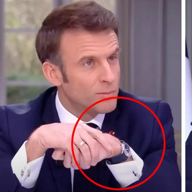 Emmanuel Macron sa satom i bez njega tijekom istog intervjua