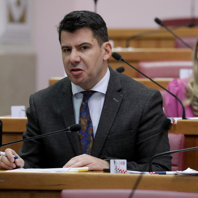 Zagreb, 300323.
Trg svetog Marka, Hrvatski sabor.
Nastavak 15. sjednice Hrvatskog sabora.
Na fotografiji: Nikola Grmoja.