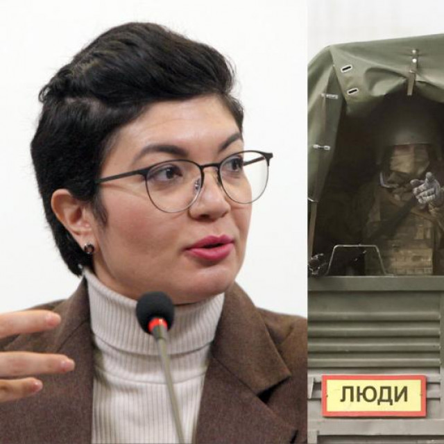 Tamila Taševa (lijevo); ruski vojnici