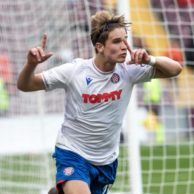 Geneve, 210423.
Stadion Stade de Geneve.
Utakmica polufinala UEFA U-19 Lige prvaka mladih Hajduk U 19 - AC Milan Primavera.
Na fotografiji:Rokas Pukstas.