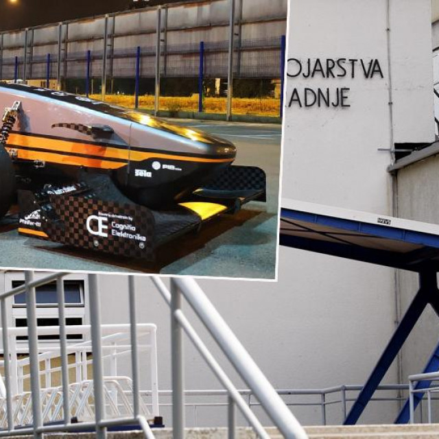 Bolid FSB Racing Teama i zgrada Fakulteta strojarstva i brodogradnje u ulici