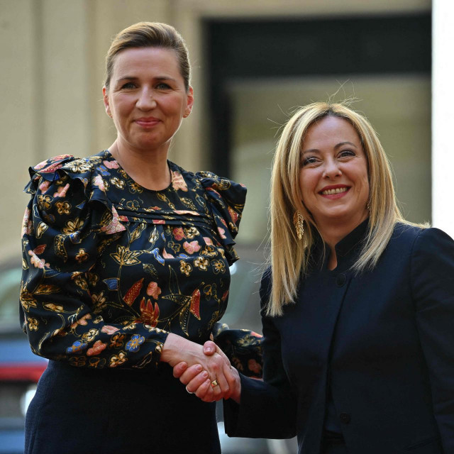 Danska premijerka Mette Frederiksen i Giorgia Meloni