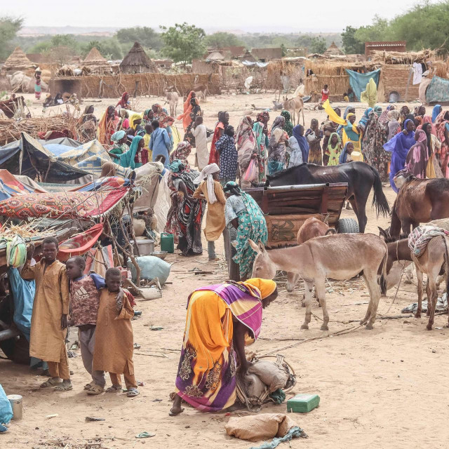 Sudanese refugees from the Tandelti area who crossed into Chad, in Koufroun, near Echbara, are seen on April 30, 2023. (Photo by Gueipeur Denis SASSOU/AFP)