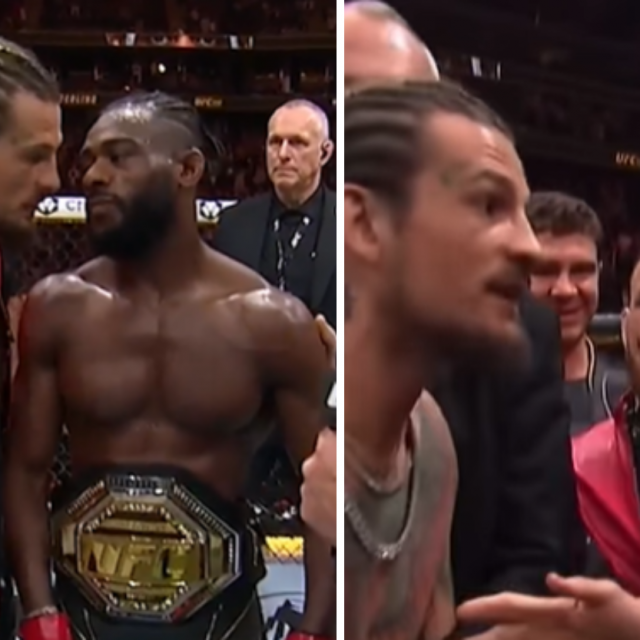Sean O‘Malley (lijevo), Aljamain Sterling i Merab Dvalishvili (skroz desno)