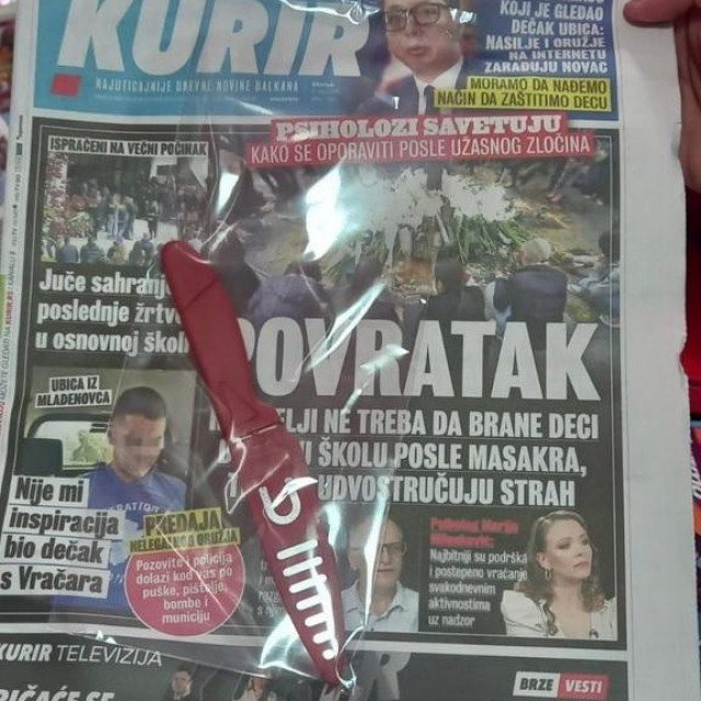 Naslovnica Kurira s nožem kao darom čitateljima