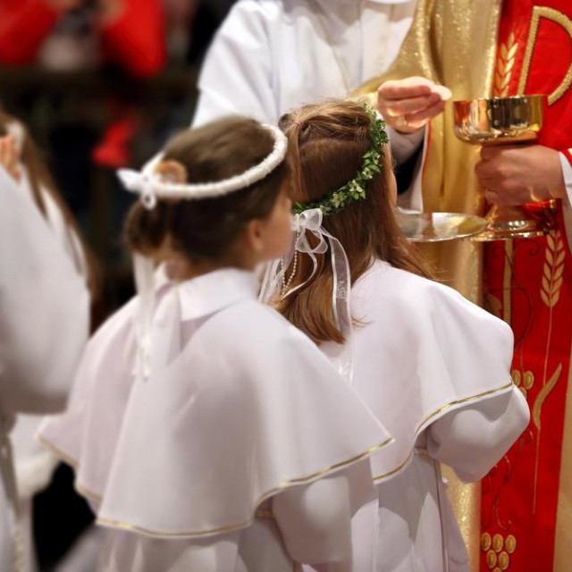 Children going to the first holy communion