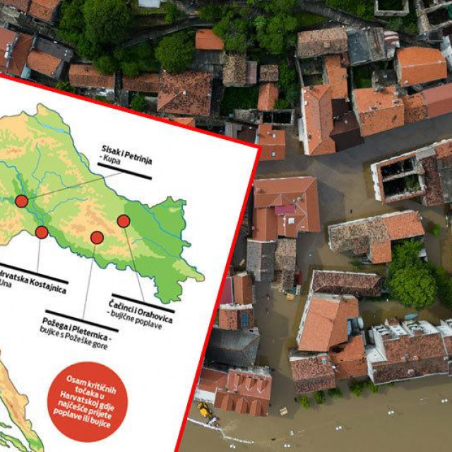 Poplave u Obrovcu, snimka iz zraka