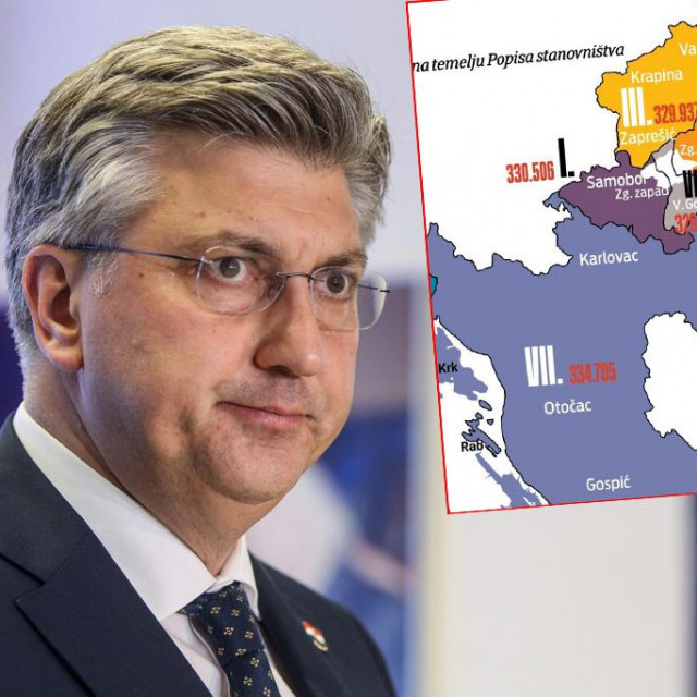 Andrej Plenković; ilustracija karte izbornih jedinica