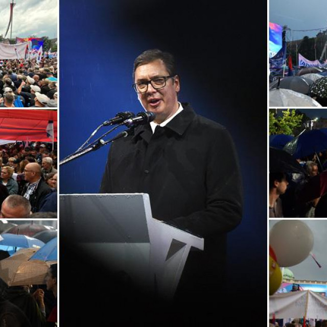 Aleksandar Vučić i prizori s mitinga u Beogradu 26. svibnja