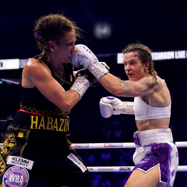 Terri Harper (right) in action against Ivana Habazin during their WBA World Super Welterweight fight at the AO Arena, Manchester. Picture date: Saturday May 27, 2023.,Image: 779710367, License: Rights-managed, Restrictions: Use subject to restrictions. Editorial use only, no commercial use without prior consent from rights holder., Model Release: no, Credit line: Martin Rickett/PA Images/Profimedia