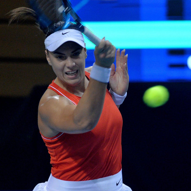 Rijeka, 121122.
Sportska dvorana Zamet.
Doigravanja u Billie Jean King Cupu izmedju Hrvatske i Njemacke. Prvi mec zavrsnog dana izmedju Ane Konjuh i Jule Niemeier.
Na fotografiji: Ana Konjuh.