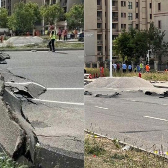 Pukotina na cesti u Tianjinu