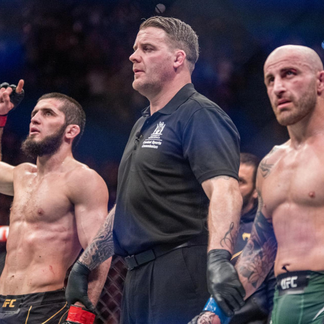 Islam Makhachev, Marc Goddard i Alex Volkanovski