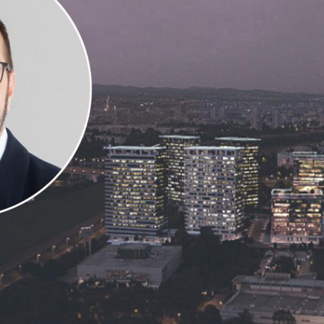 Tomislav Tomašević i render projekta ”mini Manhattan” kod zagrebačkog Rotora