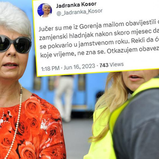 Jadranka Kosor i screenshot njenog Twittera