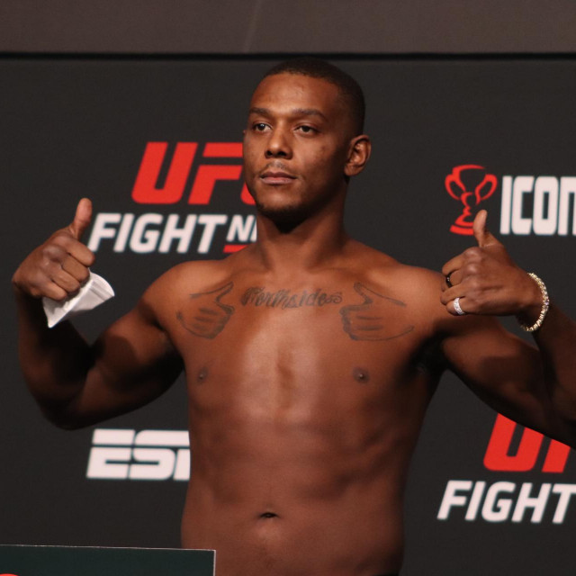 December 3, 2021, Las Vegas, Nevada, Las Vegas, NV, United States: LAS VEGAS, NV - DECEMBER 3: Jamahal Hill poses on the scale during the UFC Vegas 44: Aldo v Font Weigh-in at UFC Apex on December 3, 2021 in Las Vegas, Nevada, United States.,Image: 646332704, License: Rights-managed, Restrictions:, Model Release: no, Credit line: Diego Ribas/Zuma Press/Profimedia