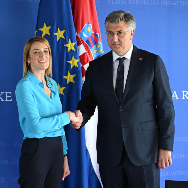 Roberta Metsola i Andrej Plenković