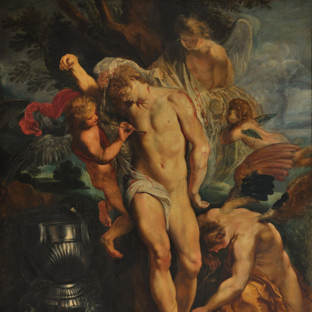 Sveti Sebastian Tended by Angels. Found in the Collection of Galleria Nazionale d‘Arte Antica, Rome.,Image: 343939158, License: Rights-managed, Restrictions:, Model Release: no, Credit line: Fine Art Images/Heritage Images/Profimedia