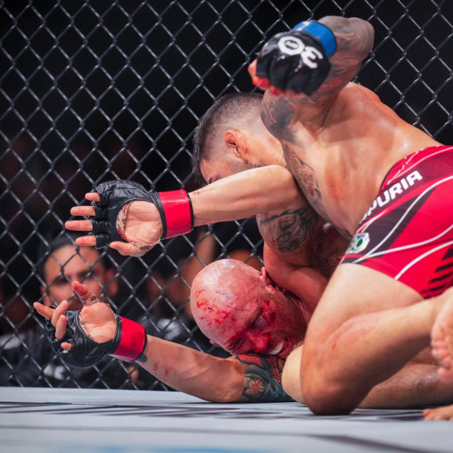 Jun 24, 2023; Jacksonville, Florida, USA; Josh Emmett (red gloves) fights Ilia Topuria (blue gloves) in a featherweight bout during UFC Fight Night at VyStar Veterans Memorial Arena.,Image: 785219807, License: Rights-managed, Restrictions: *** World Rights ***, Model Release: no, Credit line: USA TODAY Network/ddp USA/Profimedia