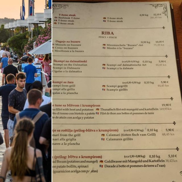 Arhivska i ilustrativna fotografija šibenske rive; Cjenik iz Šibenika