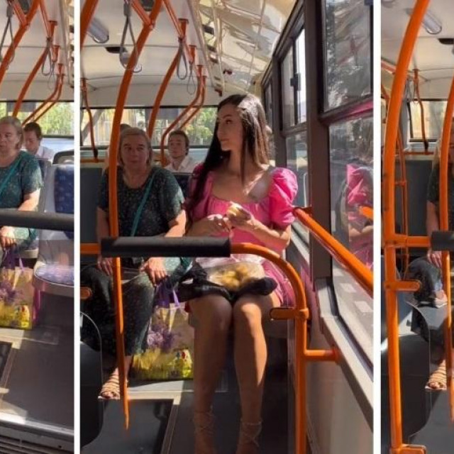 Djevojka guli krumpir u busu